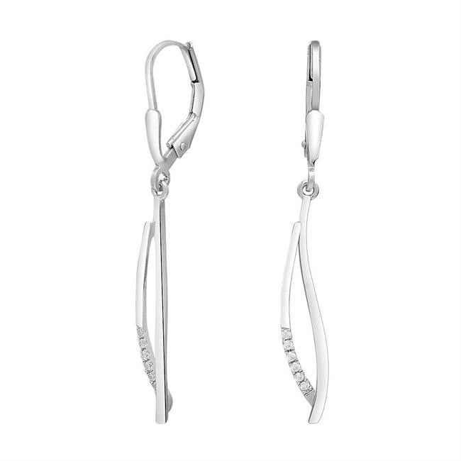 Nordahl Andersen ørehængere fra Nordahl Jewellery i sterlingsølv med klare zirkonia – organisk form.